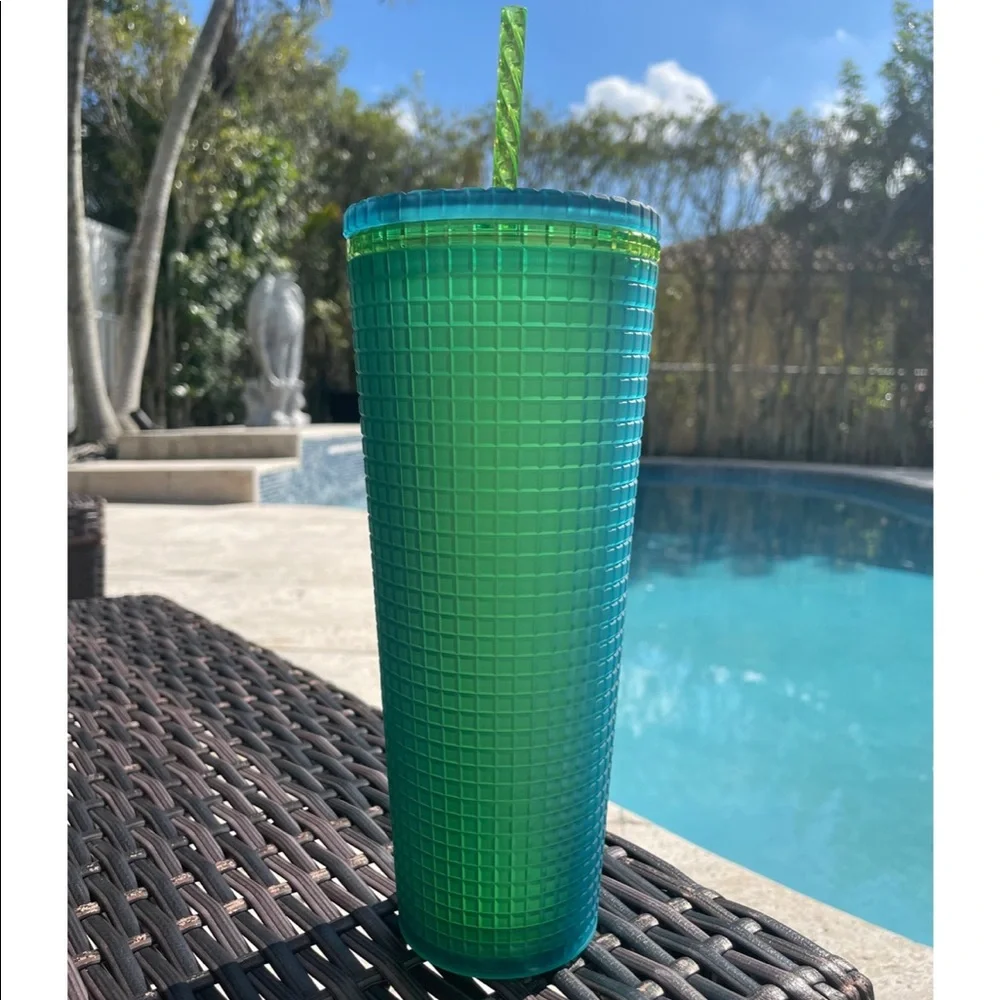 Starbucks 2022 Green Grid 24oz Tumbler Cold Cup Mountain Dew NEW RARE HTF - Picture 2 of 7